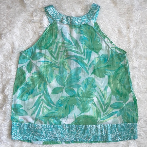 Christian Siriano Sleeveless Green Top With Plant Print Size Medium - Picture 6 of 8
